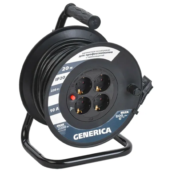 Удлинитель на катушке Generica WKP10-10-04-20-G 20 м Черный photo 1