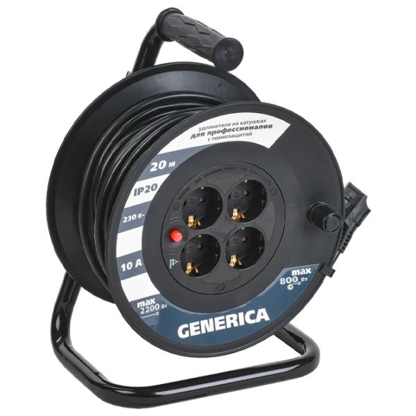 Удлинитель на катушке Generica WKP10-10-04-20-G 20 м Черный photo 1