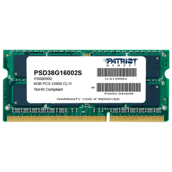 Оперативная память Patriot Signature Line PSD38G16002S SO-DIMM/ DDR3/ 8 ГБ photo 1