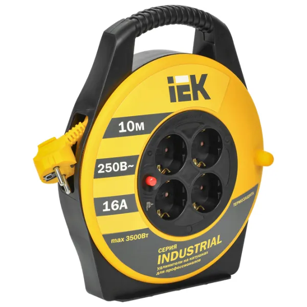 Prelungitor pe tambur IEK WKP15-16-04-10 10 m Yellow photo 1