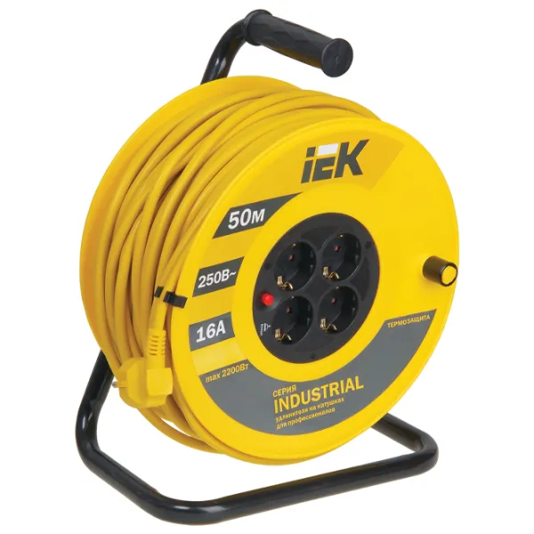 Prelungitor pe tambur IEK WKP15-16-04-50 50 m Yellow photo 1
