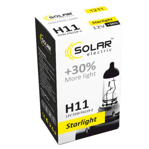 Автомобильная лампа Solar Starlight +30% Галоген/ H11/ PGJ19-2/ 55 Вт photo 1