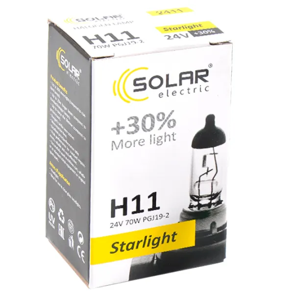 Автомобильная лампа Solar Starlight +30% Галоген/ H11/ PGJ19-2/ 70 Вт photo 1