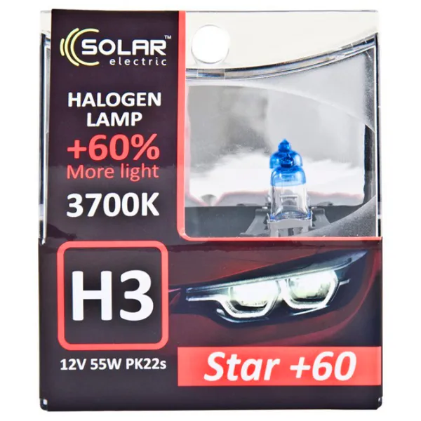 Автомобильная лампа Solar Starlight +60% Галоген/ H3/ PK22s/ 55 Вт photo 1 Автомобильная лампа Solar Starlight +60% Галоген/ H3/ PK22s/ 55 Вт photo 1
