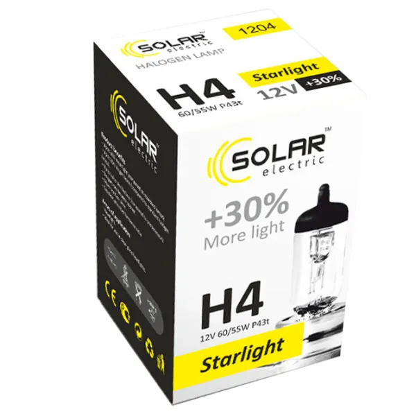Автомобильная лампа Solar Starlight +30% Галоген/ H4/ P43t-38/ 60 - 55 Вт photo 1