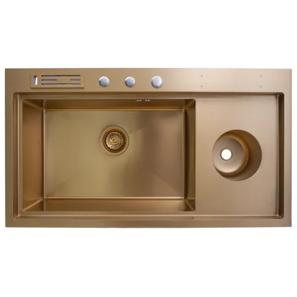 Chiuvetă SanDonna HD9250 92 x 50 / Oțel inoxidabil / Gold photo 1