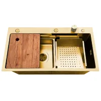 Chiuvetă SanDonna HD6850 68 x 50 / Oțel inoxidabil / Gold