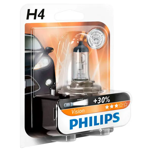 Автомобильная лампа Philips Vision +30% Галоген/ H4/ P43t-38/ 60 - 55 Вт photo 1 Автомобильная лампа Philips Vision +30% Галоген/ H4/ P43t-38/ 60 - 55 Вт photo 1