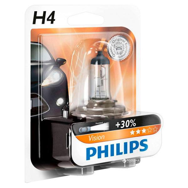 Автомобильная лампа Philips Vision +30% Галоген/ H4/ P43t-38/ 60 - 55 Вт photo 1 Автомобильная лампа Philips Vision +30% Галоген/ H4/ P43t-38/ 60 - 55 Вт photo 1