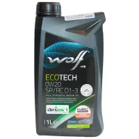 Моторное масло Wolf WOLFOIL 0W20 ECOTECH D1-3 0W-20 1 л синтетическое