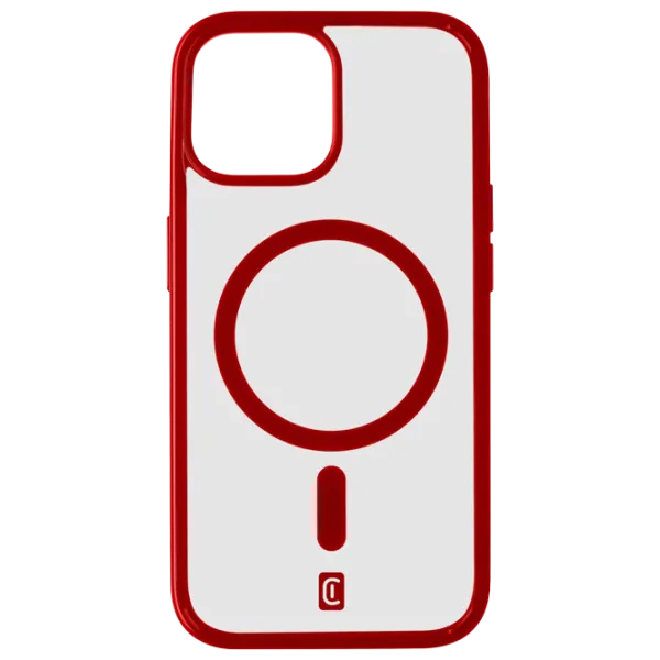 Husă pentru smartphone Apple iPhone 15 Cellularline/ MagSafe Back/ TPU/ Transparent Red photo 1