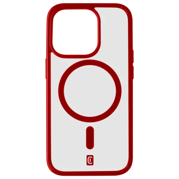 Husă pentru smartphone Apple iPhone 15 Pro Max Cellularline/ MagSafe Back/ TPU/ Transparent Red photo 1