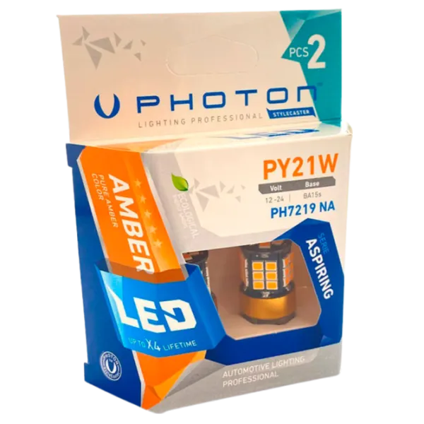 Автомобильная лампа Photon PH7219 NA светодиодная/ PY21W/ BA15s/ 21 Вт photo 1 Автомобильная лампа Photon PH7219 NA светодиодная/ PY21W/ BA15s/ 21 Вт photo 1