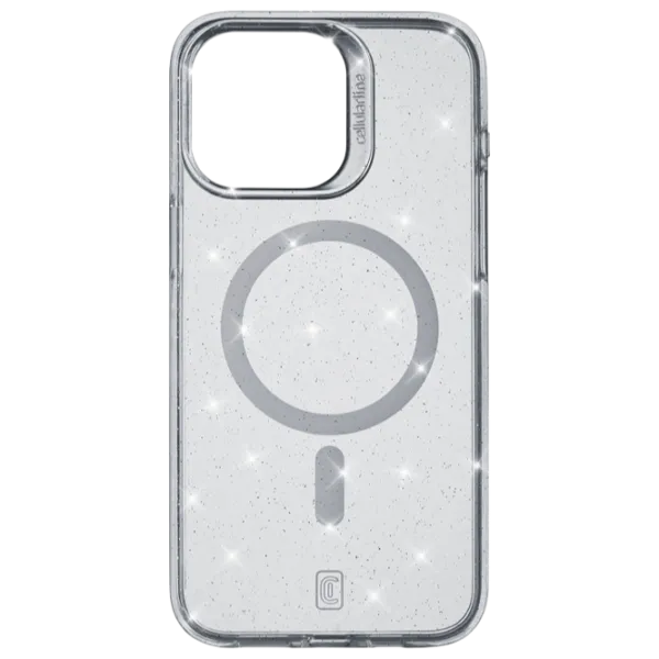 Husă pentru smartphone Apple iPhone 15 Pro Cellularline/ MagSafe Back/ TPU/ Glitter Transparent photo 1