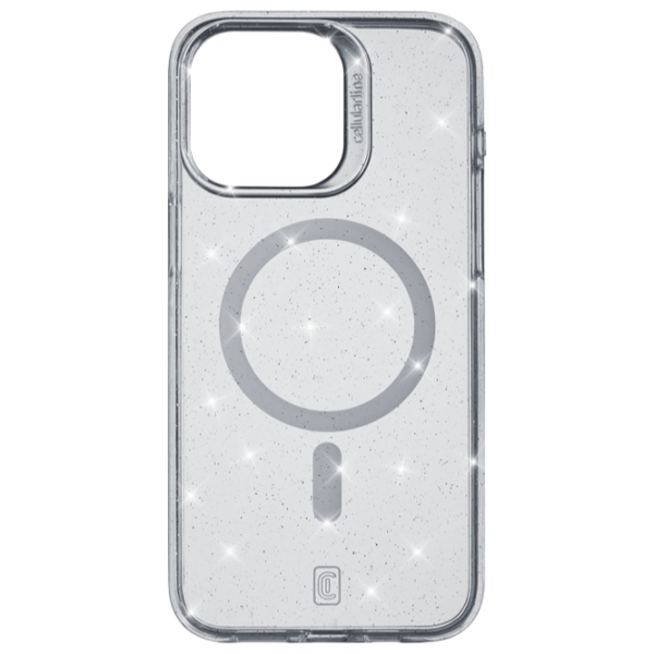 Husă pentru smartphone Apple iPhone 15 Pro Max Cellularline/ MagSafe Back/ TPU/ Glitter Transparent photo 1
