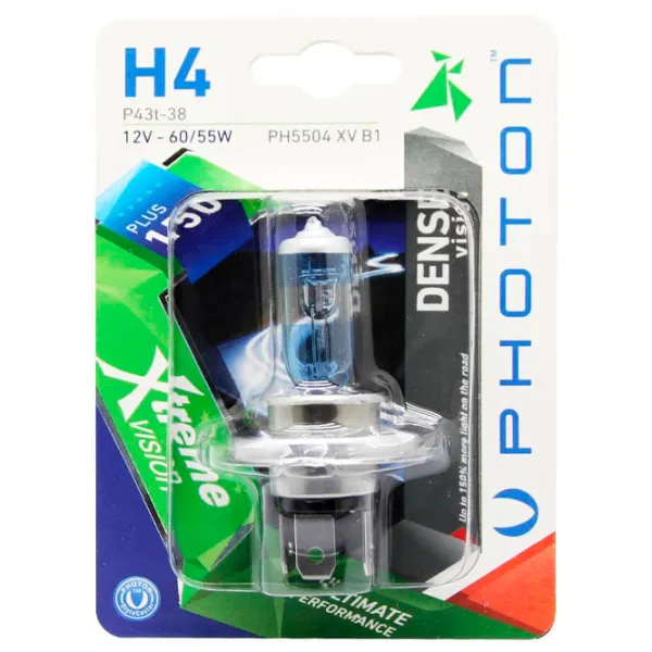 Lampă auto Photon PH5504 XV +%150 Halogen/ H4/ P43t-38/ 60 - 55 W photo 1 Lampă auto Photon PH5504 XV +%150 Halogen/ H4/ P43t-38/ 60 - 55 W photo 1