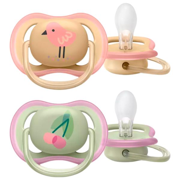 Suzetă cu tetina rotundă Philips Avent Ultra Air SCF085/ 13 pentru fetițe/ 0 luni - 6 luni/ Silicon/ Multicolor photo 1