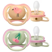 Suzetă cu tetina rotundă Philips Avent Ultra Air SCF085/ 13 pentru fetițe/ 0 luni - 6 luni/ Silicon/ Multicolor