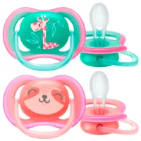 Suzetă cu tetina rotundă Philips Avent Ultra Air SCF349/ 12 pentru fetițe/ 18 luni -/ Silicon/ Multicolor