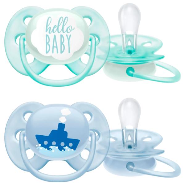 Соска ортодонтическая Philips Avent Ultra Soft SCF222/ 01 для мальчиков/ 0 месяцев - 6 месяцев/ Силикон/ Разноцветный photo 1