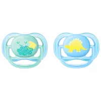 Suzetă cu tetina rotundă Philips Avent Ultra Air SCF344/ 20 pentru băieți/ 0 luni - 6 luni/ Silicon/ Blue