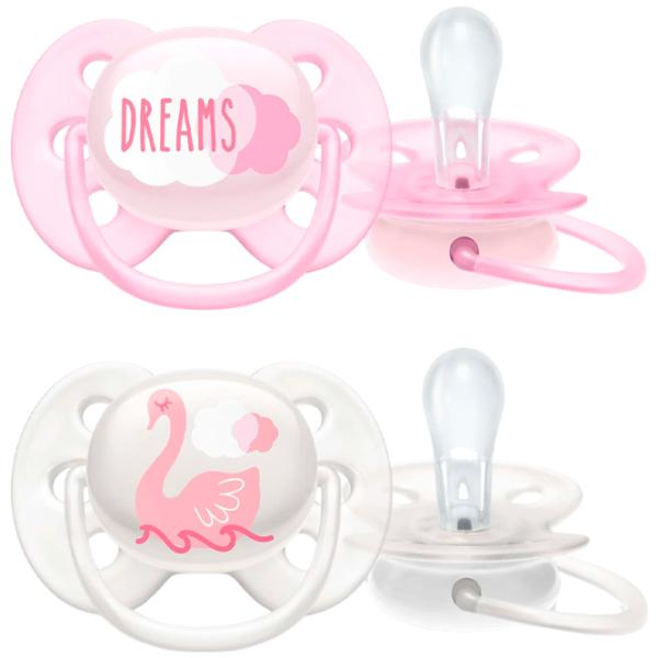 Suzetă cu tetina ortodontică Philips Avent Ultra Soft SCF222/ 02 pentru fetițe/ 0 luni - 6 luni/ Silicon/ Multicolor photo 1