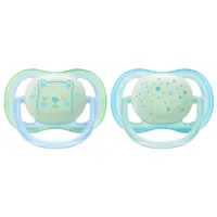 Соска ортодонтическая Philips Avent Ultra Air Night SCF376/ 11 для мальчиков/ 0 месяцев - 6 месяцев/ Силикон/ Зелёный
