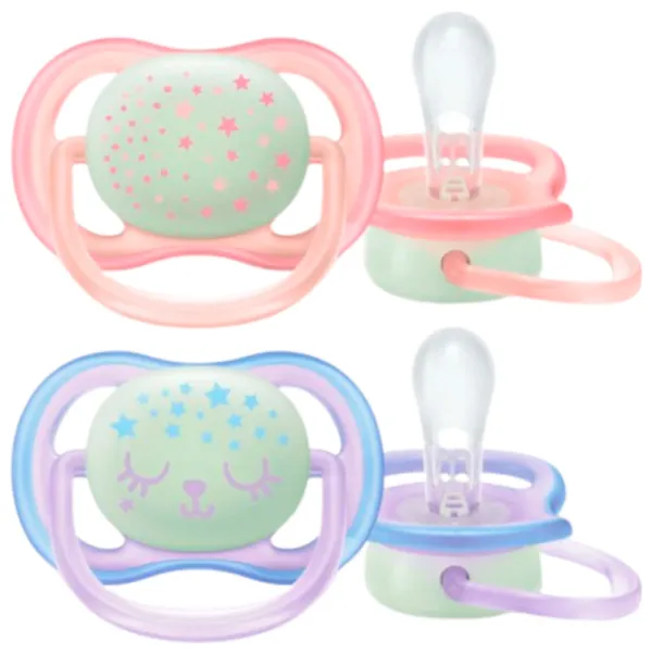 Соска ортодонтическая Philips Avent Ultra Air Night SCF376/ 12 для девочек/ 0 месяцев - 6 месяцев/ Силикон/ Разноцветный photo 1