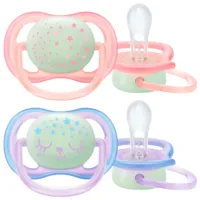 Соска ортодонтическая Philips Avent Ultra Air Night SCF376/ 12 для девочек/ 0 месяцев - 6 месяцев/ Силикон/ Разноцветный