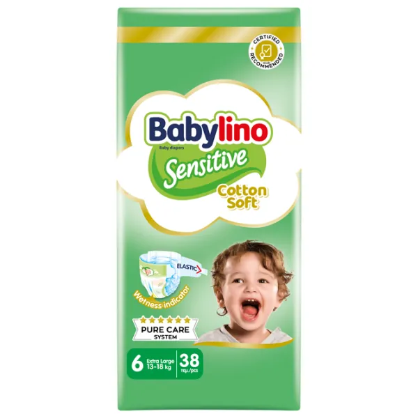 Scutece pentru copii Babylino Sensitive 6 13 - 18 kg/ 38 buc. photo 1