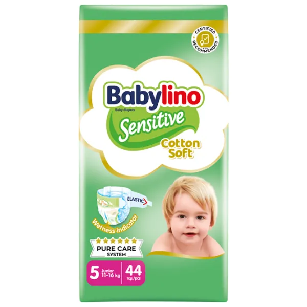 Scutece pentru copii Babylino Sensitive 5 11 - 16 kg/ 44 buc. photo 1