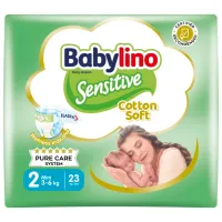 Scutece pentru copii Babylino Sensitive 2 3-6 kg/ 23 buc.