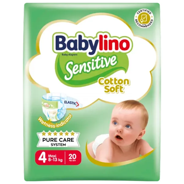 Scutece pentru copii Babylino Sensitive 4 8 - 13 kg/ 20 buc. photo 1