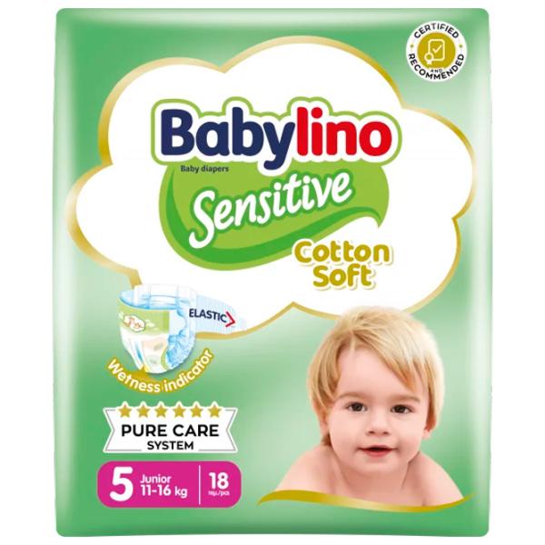 Scutece pentru copii Babylino Sensitive 5 11 - 16 kg/ 18 buc. photo 1