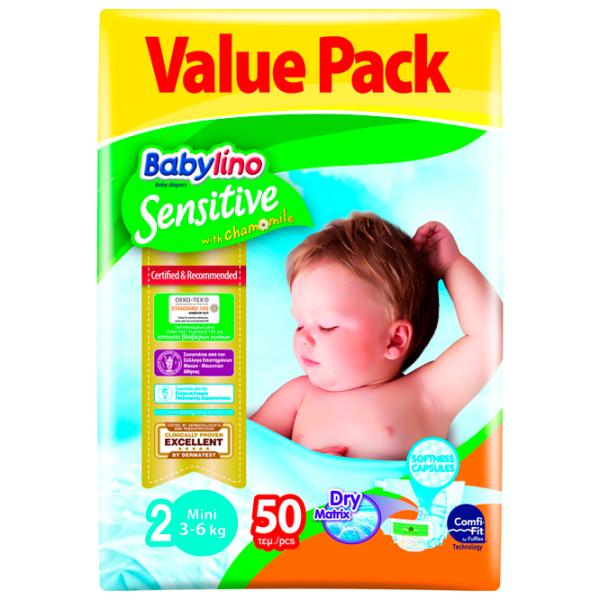 Scutece pentru copii Babylino Sensitive 2 3 - 6 kg/ 50 buc. photo 1