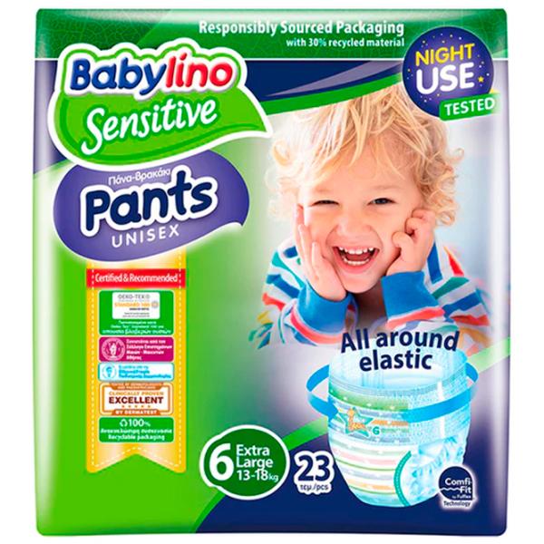 Подгузники для детей Babylino Sensitive Pants Unisex 6 13 - 18 кг/ 23 шт. photo 1