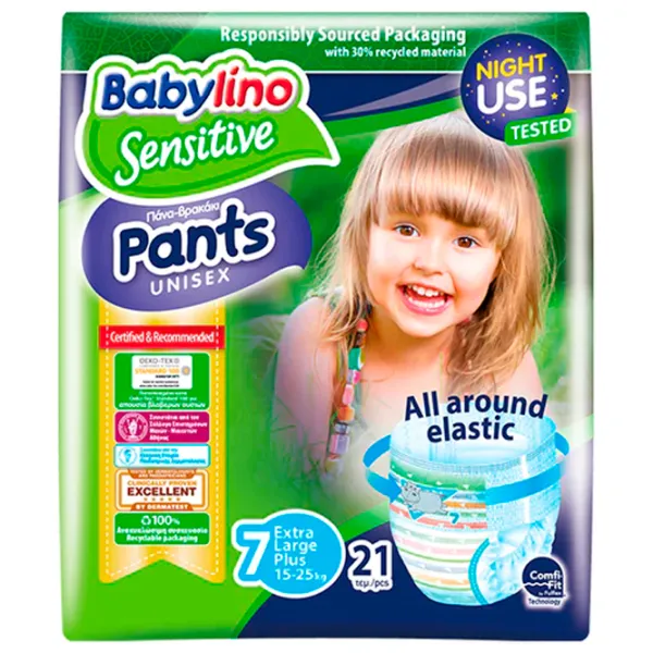 Scutece pentru copii Babylino Sensitive Pants Unisex 7 15 - 25 kg/ 21 buc. photo 1