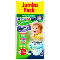 Scutece pentru copii Babylino Sensitive Pants Unisex 4 7 - 13 kg/ 50 buc.