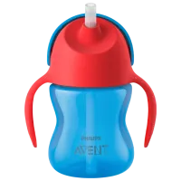 Sticluță cu pai Philips SCF796/ 01 200 ml 9 luni/ Plastic/ Blue