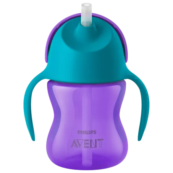 Sticluță cu pai Philips SCF796/ 02 200 ml 9 luni/ Plastic/ Purple photo 1
