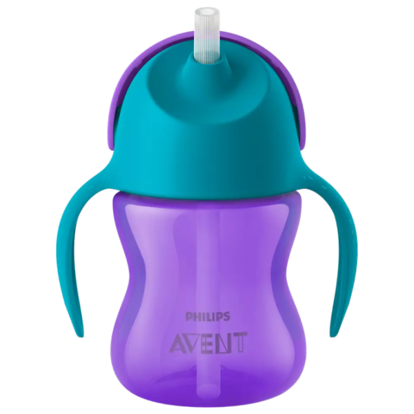 Sticluță cu pai Philips SCF796/ 02 200 ml 9 luni/ Plastic/ Purple photo 1