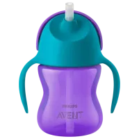 Sticluță cu pai Philips SCF796/ 02 200 ml 9 luni/ Plastic/ Purple