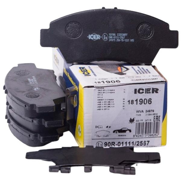 Тормозные колодки Icer 181906 передние/ дисковые photo 1 Тормозные колодки Icer 181906 передние/ дисковые photo 1