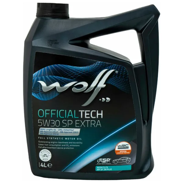 Ulei de motor Wolf 5W30 OFFICIALTECH SP EXTRA 5W-30 4 l sintetic photo 1