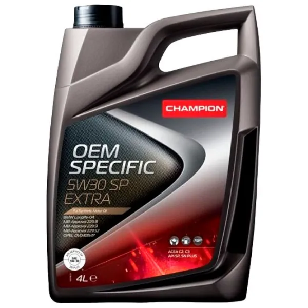 Моторное масло Champion OEM SPECIFIC 5W30 SP EXTRA 5W-30 4 л синтетическое photo 1 Моторное масло Champion OEM SPECIFIC 5W30 SP EXTRA 5W-30 4 л синтетическое photo 1