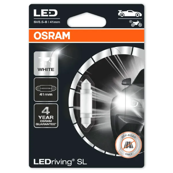 Автомобильная лампа Osram 6413DWP-01B светодиодная/ C5W/ SV8.5-8/ 0.8 Вт/ 45 лм photo 1 Автомобильная лампа Osram 6413DWP-01B светодиодная/ C5W/ SV8.5-8/ 0.8 Вт/ 45 лм photo 1