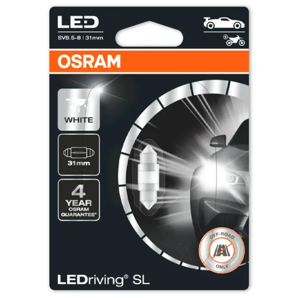 Автомобильная лампа Osram 6438DWP-01B светодиодная/ C5W/ SV8.5-8/ 1.2 Вт/ 45 лм photo 1 Автомобильная лампа Osram 6438DWP-01B светодиодная/ C5W/ SV8.5-8/ 1.2 Вт/ 45 лм photo 1