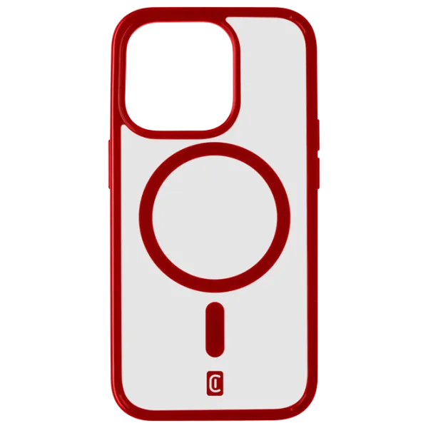Husă pentru smartphone Apple iPhone 15 Pro Cellularline/ MagSafe Back/ TPU/ Transparent Red photo 1