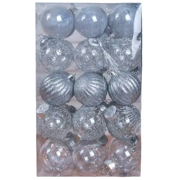 Jucării pentru brad Global Christmas DS11654 6 cm/ Silver photo 1