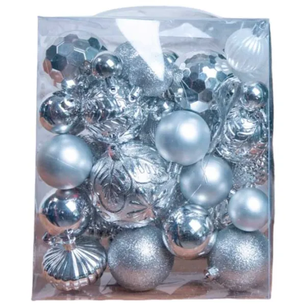 Jucării pentru brad Global Christmas DS11761 8 cm/ Silver photo 1
